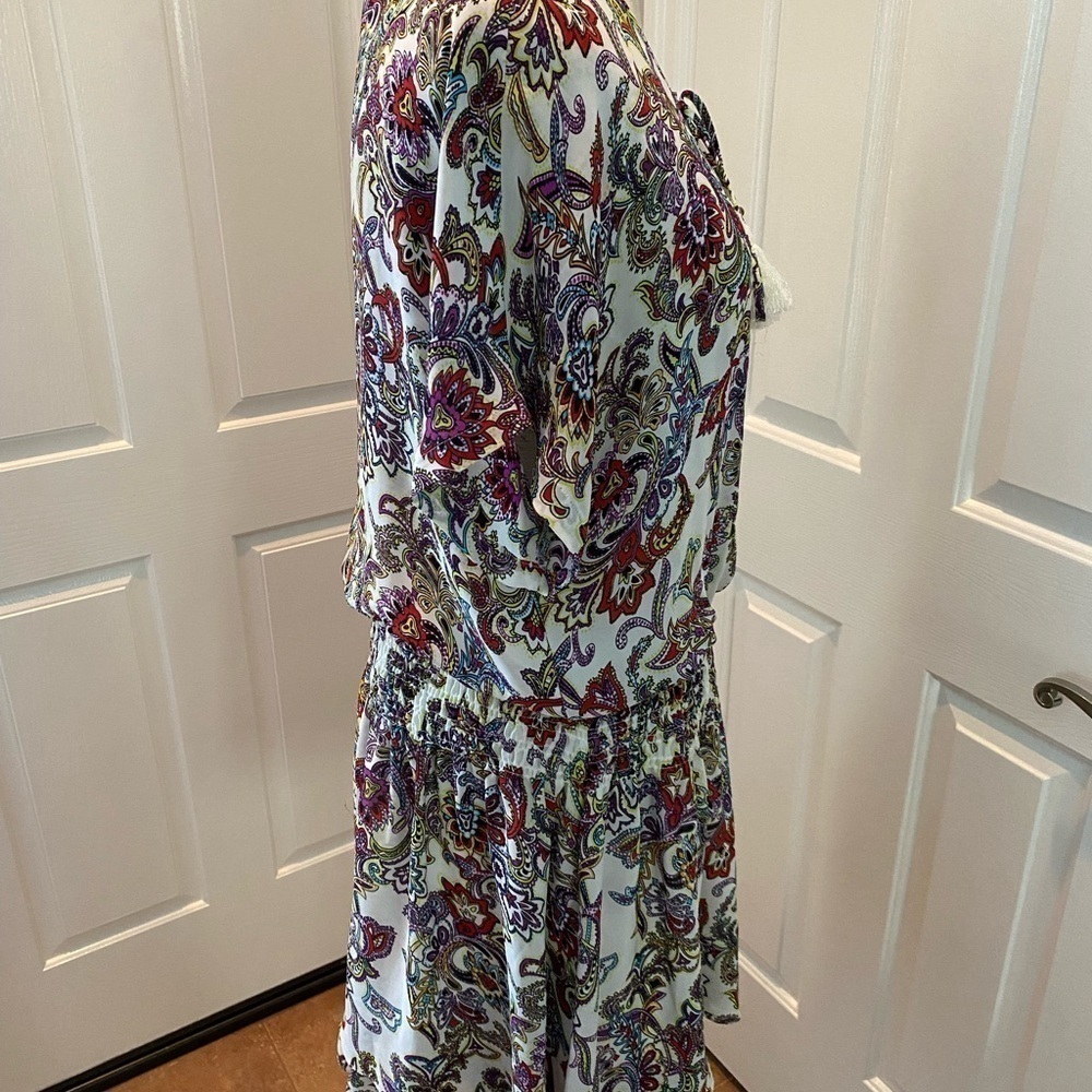 Banana republic Boho multicolor ruffle dress with tassels size large - Picture 5 of 11